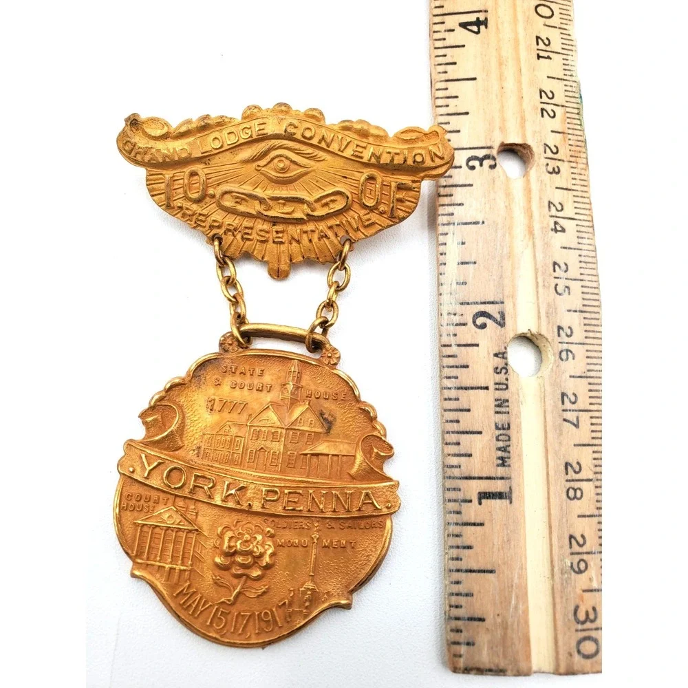 Vintage IOOF Odd Fellows Badge Pin Grand Lodge Convention Representative York PA
